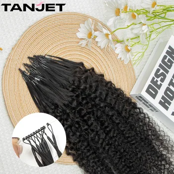 Афро Кудрявые Вьющиеся 8D Нано Кольца Для Наращивания Волос Настоящие Человеческие Волосы Черные Женщины 12