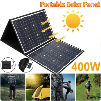 Складная Солнечная панель мощностью 400 Вт, Водонепроницаемое Аварийное Наружное зарядное устройство для солнечных батарей 18 В, для кемпинга, пешего туризма, скалолазания