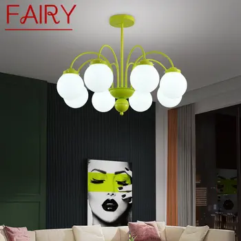 Сказочная современная люстра со светодиодной подсветкой из зеленого стекла, подвесные светильники креативного дизайна для дома, гостиной, спальни