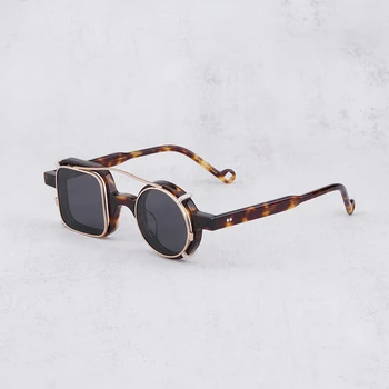 Качественные Новые солнцезащитные очки с поляризованным светом и клипсой, мужские модные винтажные круглые квадратные Летние очки для вождения на открытом воздухе с защитой от ультрафиолета