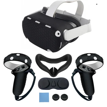 Силиконовый защитный чехол для Oculus Quest 2 Аксессуары Чехол VR Гарнитура Головной чехол для лица Накладка для глаз Крышка контроллера ручка Полный комплект