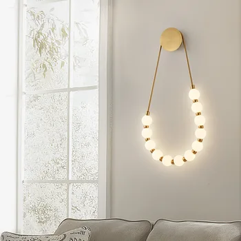 Современный Минималистичный Прикроватный бра для спальни В Итальянском кремовом стиле Настенная лампа для гостиной Креативный Дизайн Ожерелье Magic Bean