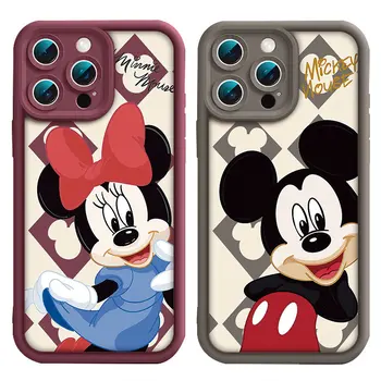 Матовый Чехол Disney Mickey Mouse для iPhone 15 14 13 12 11 Pro Max XS X XR 8 7 6S 6 Plus SE 2020 Мягкий Силиконовый Противоударный Чехол