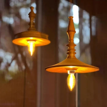 Винтажная деревянная лампа Для внутреннего освещения, дерево, деревянный подвесной светильник, ресторан в Скандинавии, бар Рядом с легкой люстрой, абажур из дерева