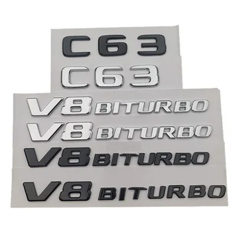 3d ABS Черный Значок Багажника Автомобиля Наклейка С Буквами Логотип Задней Звезды C63 V8 BITURBO Эмблема Для Mercedes C 63 AMG W205 W204 Аксессуары