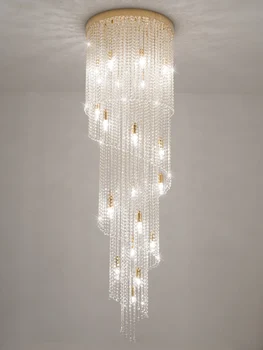 Модная Стильная Длинная люстра для гостиной, спальни, вестибюля отеля, Декоративное Светодиодное подвесное освещение K9 Crystal LED