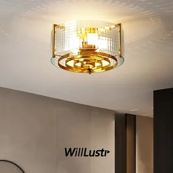 Железный потолочный светильник Стеклянный светильник в американском стиле Гостиничный магазин Офис Кабинет Столовая Гостиная Спальня Креативное роскошное освещение