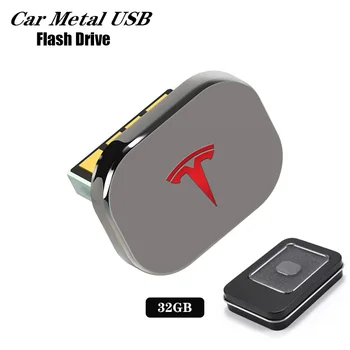 32 ГБ Автомобильный металлический USB флэш-накопитель Pendrive для Tesla Модель 3 Модель Y 2023 Модель S Модель X Автомобильные аксессуары