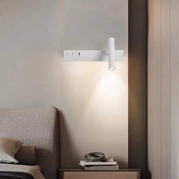 Настенный светильник для чтения в фойе, Прикроватная тумбочка для спальни, Гостиная, Прожектор с переключателем USB, Коридор, Домашний декор для помещений, бра