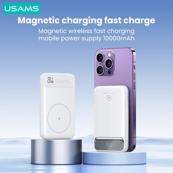 USAMS 20 Вт Магнитная Беспроводная Зарядка 10000 мАч Power Bank Портативный Мини-Банк Питания Для iPhone 15 14 13 12 Pro Max Huawei Xiaomi