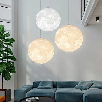 Новинка, креативный 3D принт, подвесной светильник с Луной, Атмосферный ночник, подвесной светильник для ресторана в помещении, подвесное освещение для гостиной
