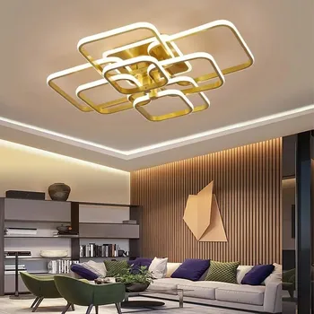 Современный светодиодный потолочный светильник с геометрическими многоголовыми квадратными элементами декора для гостиной, спальни, столовой, внутренних светильников