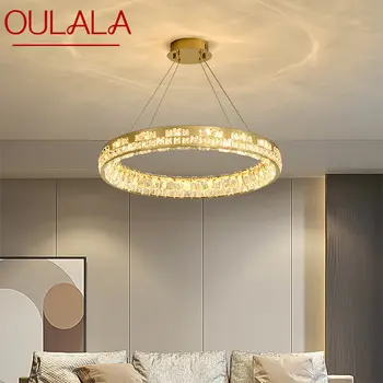 Современный хрустальный подвесной светильник OULALA, светодиодная люстра с круглым кольцом, Креативный свет в скандинавском стиле, Роскошный декор для гостиной, спальни