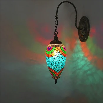 Декоративное искусство Турции в средиземноморском стиле, настенный светильник с мозаикой, Антикварный бар, Стеклянная лампа ручной работы, настенный светильник для спальни, гостиной