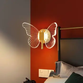 Настенный светильник Butterfly light, украшение спальни, гостиной, легкая роскошь, современная мода, простая кровать для отеля-виллы в Северной Европе