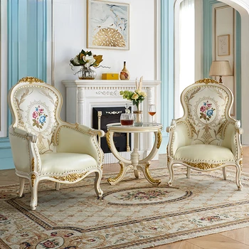 Обеденный стол и стул в европейском стиле, стул для приема гостей, Одноместный диван для гостиной, стул с высокой спинкой, кресло с откидной спинкой