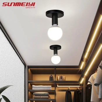 Минималистичный черный потолочный светильник E27, современная металлическая лампа в скандинавском стиле в стиле ретро, декор для гостиной, спальни, ванной комнаты, кухни, прихожей и балкона
