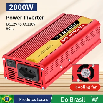 Автомобильный инвертор мощностью 2000 Вт от 12 В постоянного тока до 110 В /220 В 60 Гц переменного тока с двойным адаптером быстрого автомобильного зарядного устройства USB (красный)