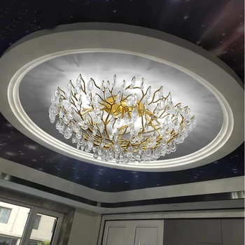 Итальянская роскошная люстра золотые ветви фары для гостиной освещение спальни теплая романтическая свадебная круглая хрустальная лампа