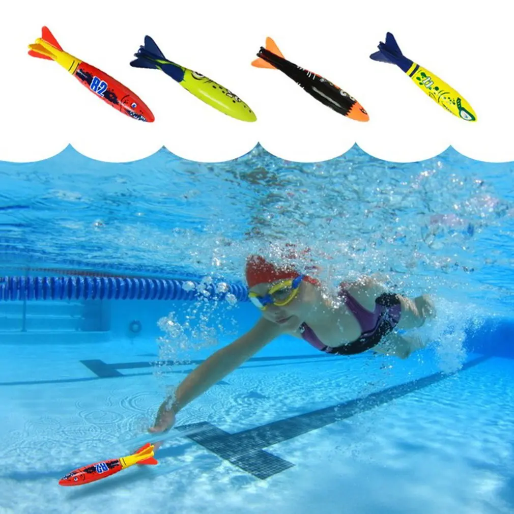 4 шт./компл. Дайвинг-торпеда, игрушка для игры в подводный бассейн, инструмент для занятий спортом на открытом воздухе, игрушка для плавания для маленьких детей