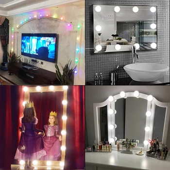 Светодиодная лампа с сенсорным затемнением, лампа для туалетного столика, Зеркало для макияжа, Настенный светильник USB 12V Hollywood