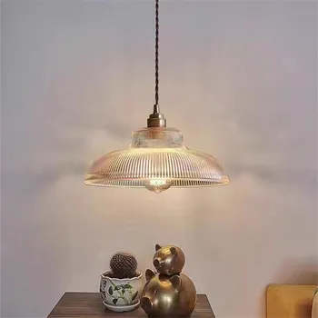 подвесной светильник середины века, абажур из скандинавского дерева и стекла, ретро-светильники, домашнее освещение, украшение спальни, гостиной, домашний свет