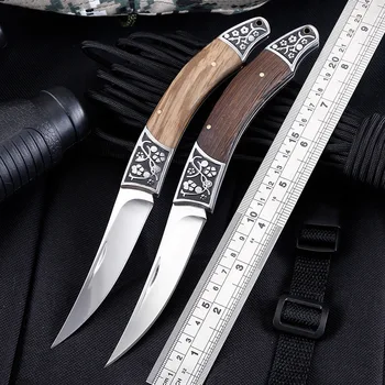 Охотничий нож с тактическим складным лезвием из дамасской стали, боевые карманные ножи для выживания, походный портативный нож для спасения на открытом воздухе