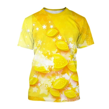 2023 Мужской и женский повседневный Свободный топ с короткими рукавами, Модная и забавная футболка с 3D-принтом Fruit Lemons