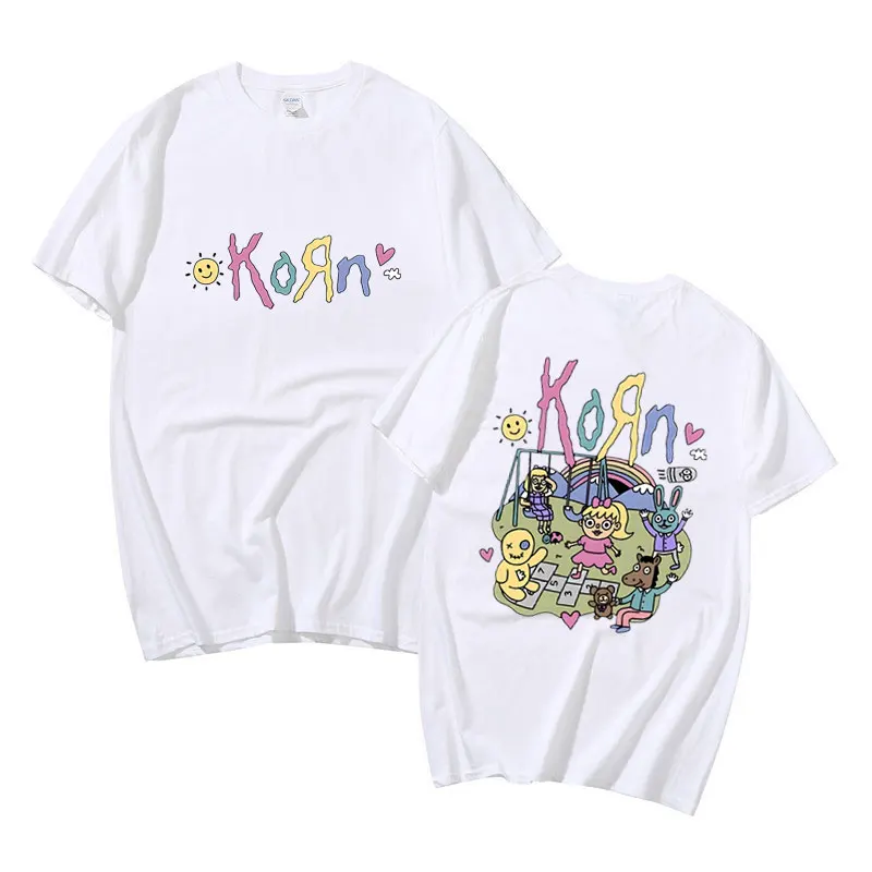 Рок-группа Korn, Графическая футболка в стиле аниме, Мужские Женские винтажные футболки из готического металла, Мужская футболка, мужская уличная одежда большого размера