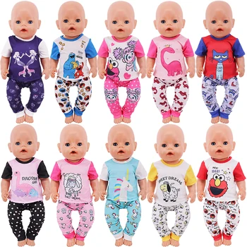 Кукольная одежда, милая пижама для новорожденного ребенка 43 см, аксессуары для американских кукол для девочек 18 дюймов, анималистический принт, наше поколение