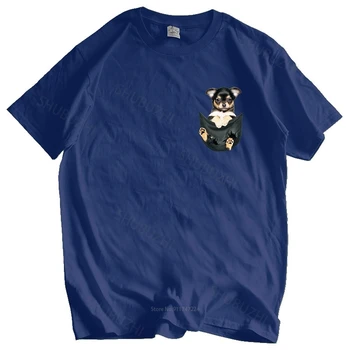 Мужская футболка с круглым вырезом, модная брендовая футболка, черная новая Футболка для Чихуахуа С Внутренним Черным карманом, Футболка Для любителей Собак, евро размер, прямая доставка