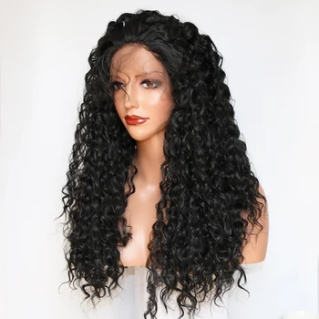 Кудрявый кружевной парик Sissi длиной 24 дюйма, синтетические волосы из высокотемпературного волокна, Кружевные парики спереди для чернокожих женщин