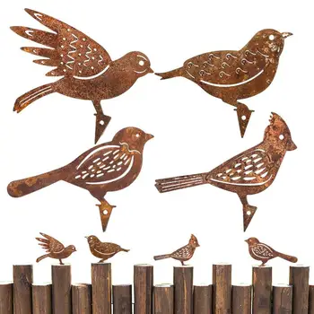 Силуэт металлической птицы с ржавым декором садовой изгороди, искусство дятла, садовое украшение, металлические статуи птиц для парков на открытом воздухе