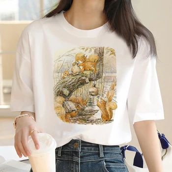 Женская футболка с изображением белки из аниме Y2K harajuku, графическая одежда для девочек