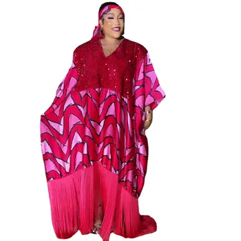 Платья С Африканским Принтом Для Женщин, Платье 2023, Дашики, Лоскутная Плиссированная Африканская Одежда, Большой Размер, Африканская Одежда, Рождественский Халат