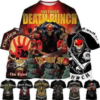 Мужская двусторонняя футболка с 3D-принтом Five Fingers Death Punch, мужская одежда для косплея, качественная хайкю Оверсайз,