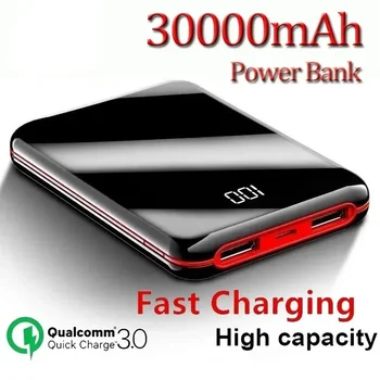 30000mAh Дисплей Mini Power Bank с Внешним Аккумулятором Power Bank для Xiaomi lphone Портативное Зарядное Устройство емкостью 30000 мАч