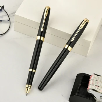 Роскошная металлическая шариковая ручка черного цвета для делового письма, офисные школьные принадлежности, канцелярские принадлежности D5QC