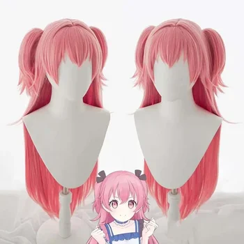 Harajuku Momoi Air Длинные Розовые парики для косплея с двойными хвостиками Аниме Проект SEKAI Красочный сценический парик