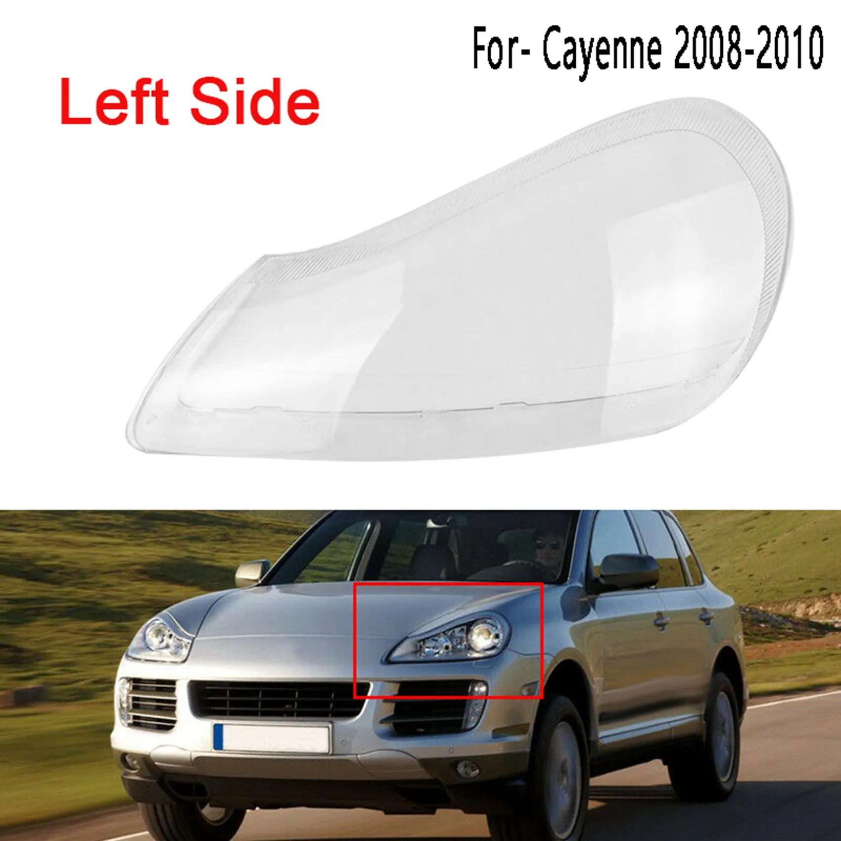 Крышка левой передней фары автомобиля, прозрачная крышка объектива фары головного света, стеклянная оболочка объектива для Porsche Cayenne 08-10