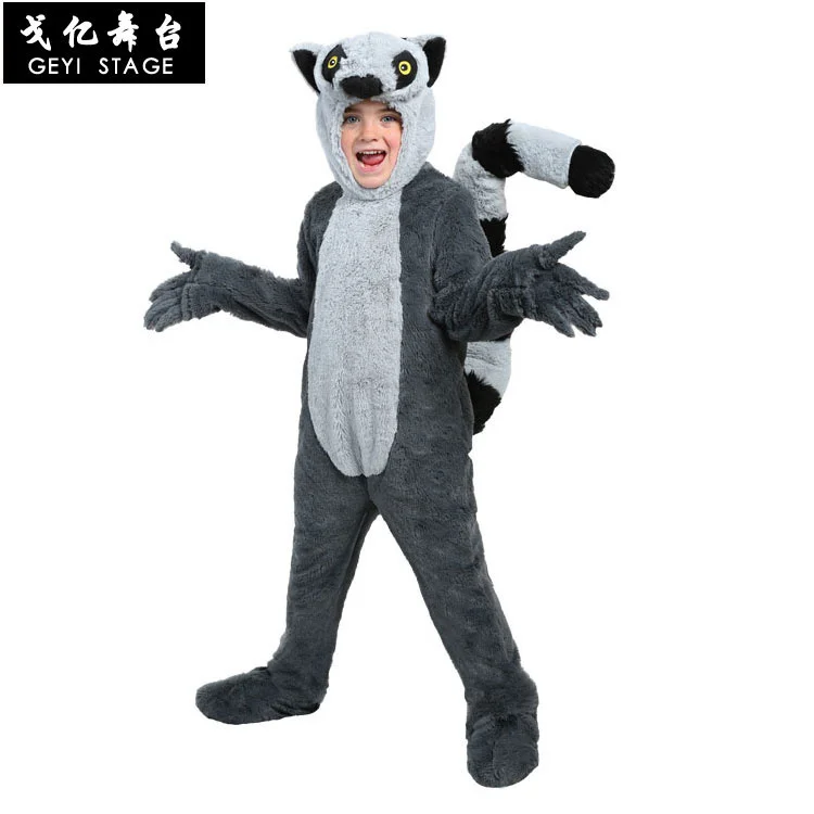 Потому Что Костюм Лемура для представления животных на Хэллоуин, Милая Северная Гигантская мышь, Мадагаскарский костюм для родителей и детей