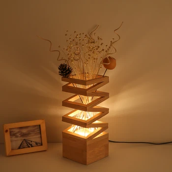 Креативная простая настольная лампа, декоративная бревенчатая цветочная композиция, Уютная и романтическая прикроватная тумбочка для спальни, гостиная, кабинет, зарядка