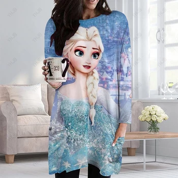 2023 Осенний женский Новый 3D свитер, футболка, Пуловер с длинными рукавами, принт принцессы Диснея в стиле Харадзюку, большая свободная одежда большого размера