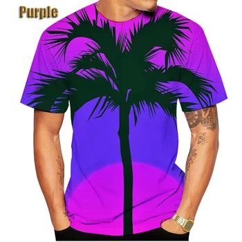2022 Мужчины /женщины Новый летний отдых на Гавайях, рай для серфинга, 3D футболка с рисунком пляжной пальмы, красочный гавайский короткий рукав