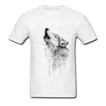 Черная белая мужская футболка с волчьим воем, модный дизайн, мужские топы с коротким рукавом, Летняя дышащая хлопковая футболка