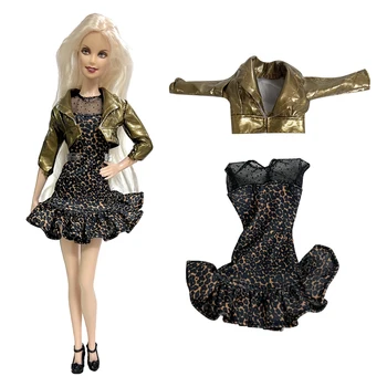 NK Комплект из 2 предметов для милой куклы со стоящей шеей, пальто со средним рукавом, мини-платье OL для куклы Барби, красивые аксессуары для игрушечного домика