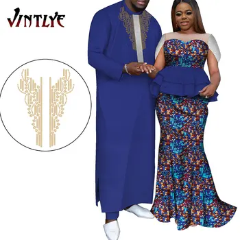 Комплекты одежды для африканских пар, подходящие друг другу, Традиционное африканское платье-халат для мужчин и женщин, Африканские платья, наряды для влюбленных WYQ1055