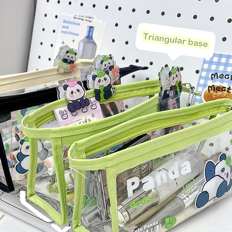 Прозрачные Водонепроницаемые сумки для карандашей с изображением Гигантской Панды из милого мультфильма Портативный Пенал для хранения карандашей Дорожные Сумки
