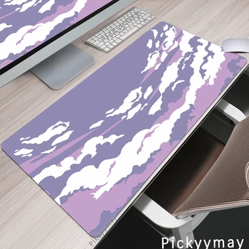 Коврик для мыши Фиолетовый Эстетичный Большой геймерский коврик для мыши Облака Настольные коврики Коврик для клавиатуры XXXL Коврики для мыши Фиксирующий край Резиновый дизайн настольного коврика