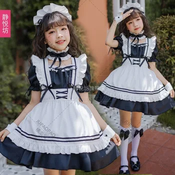 Японская девушка Черно-белый классический наряд горничной Детская одежда Lolita Maid Милое платье Lolita Детская PrincessJUPAOPAO